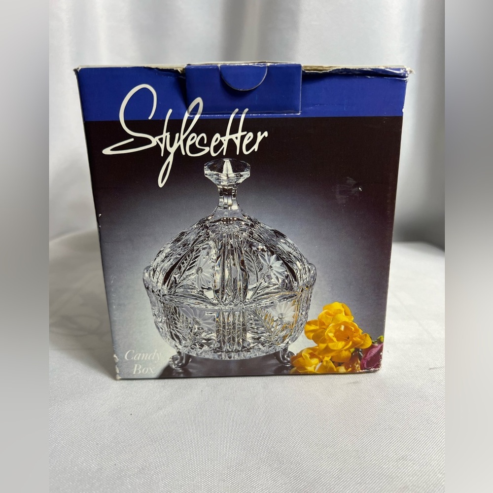 Stylesetter Margaret 24% Lead Crystal Candy Box Germany w/ Box 6.75”